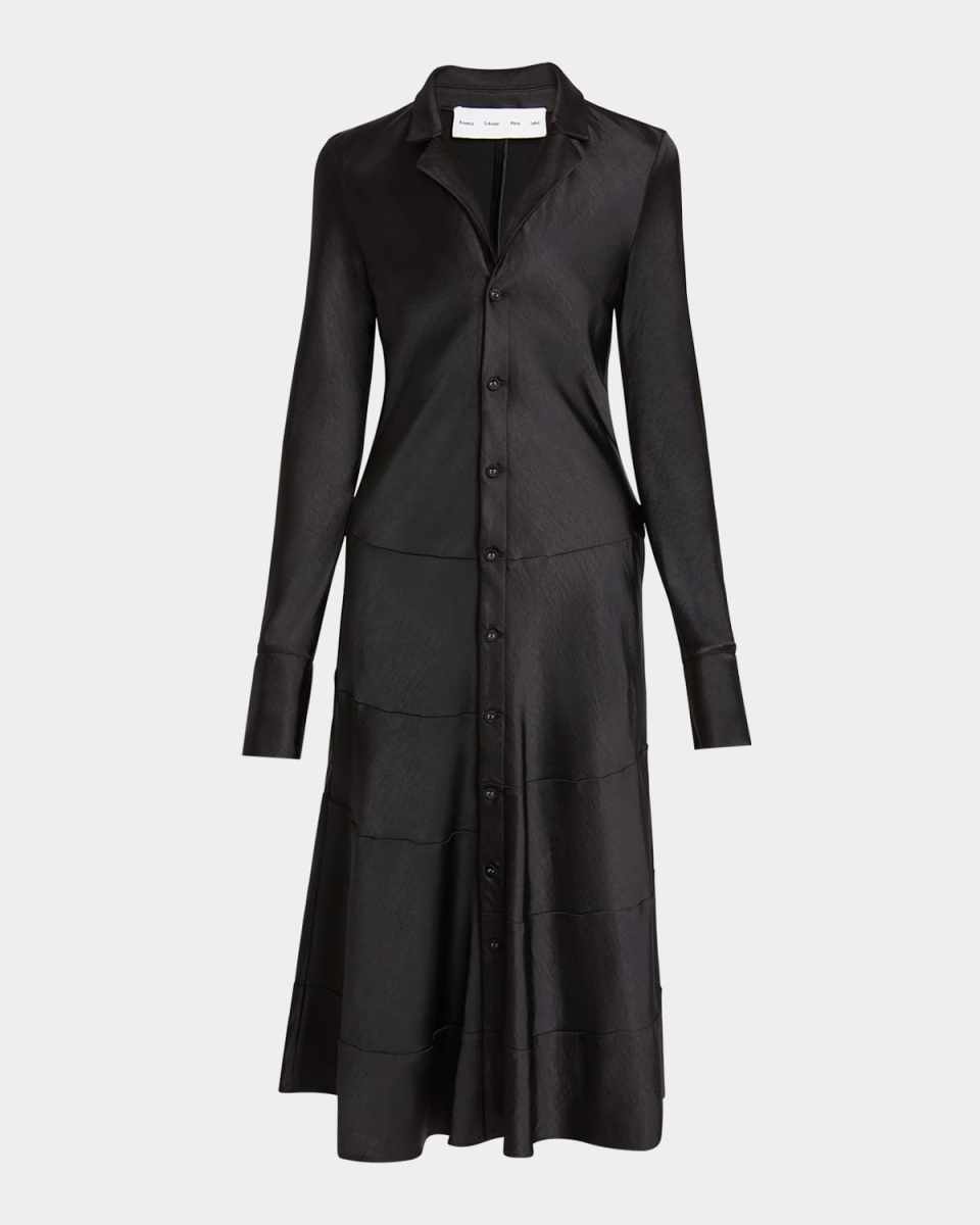 Amelie Satin Button-Front Midi Dress
